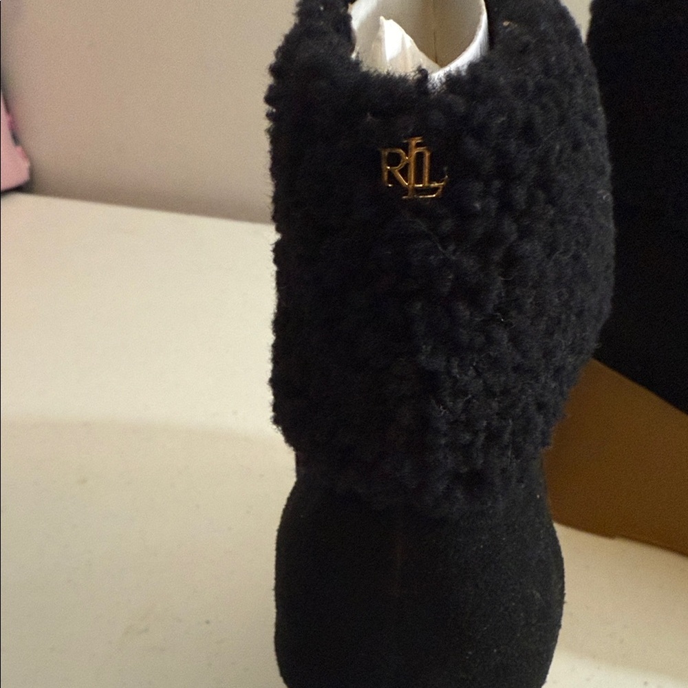 Lauren Ralph Lauren Black Suede Wedge Boots - Picture 3 of 5